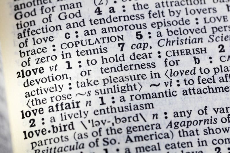 Love Emotion Affair Lover Cherish Dictionary Stock Photo Image of