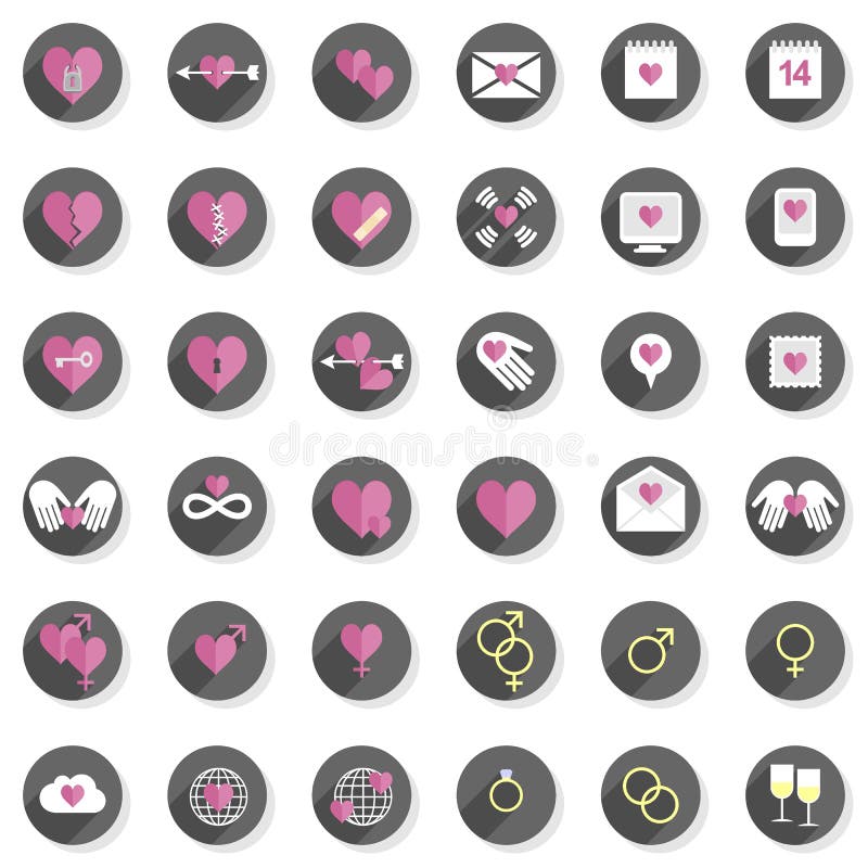 Love feelings heart modern icon set