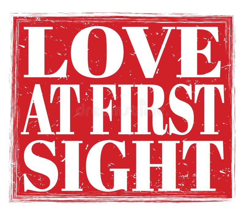 LOVE at FIRST SIGHT, Text on Red Stamp Sign Stock Illustration
