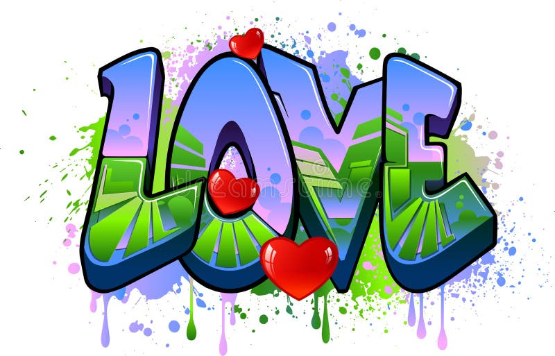 Love in Graffiti Art stock vector. Illustration of peace - 227391603