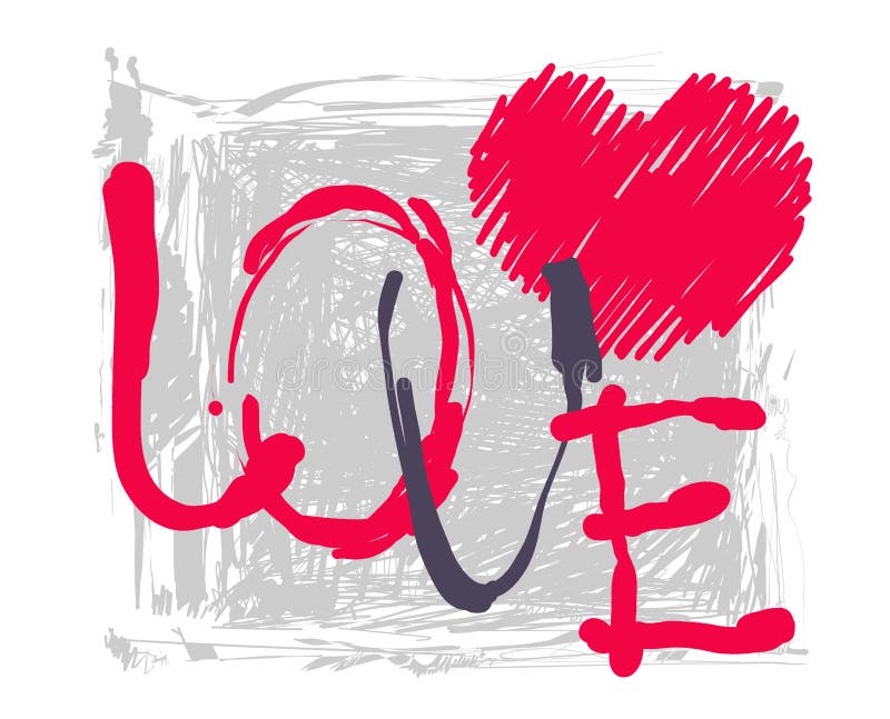 LOVE Hand Lettering, Handmade Calligraphy. Lovers Concept. Stock