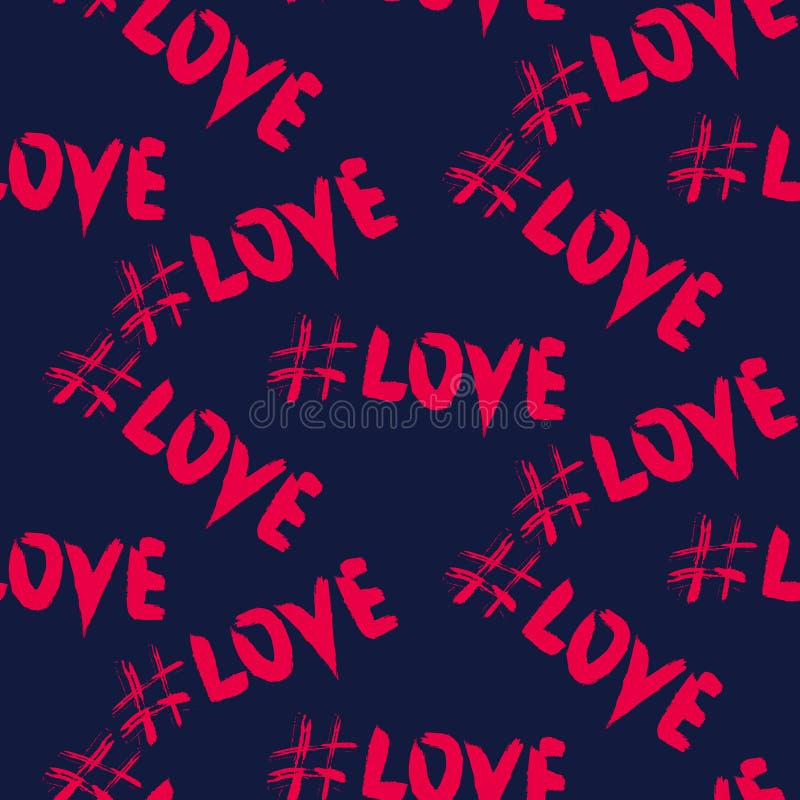 Love Hashtags Seamless Vector Pattern. Stock Vector Illustration of