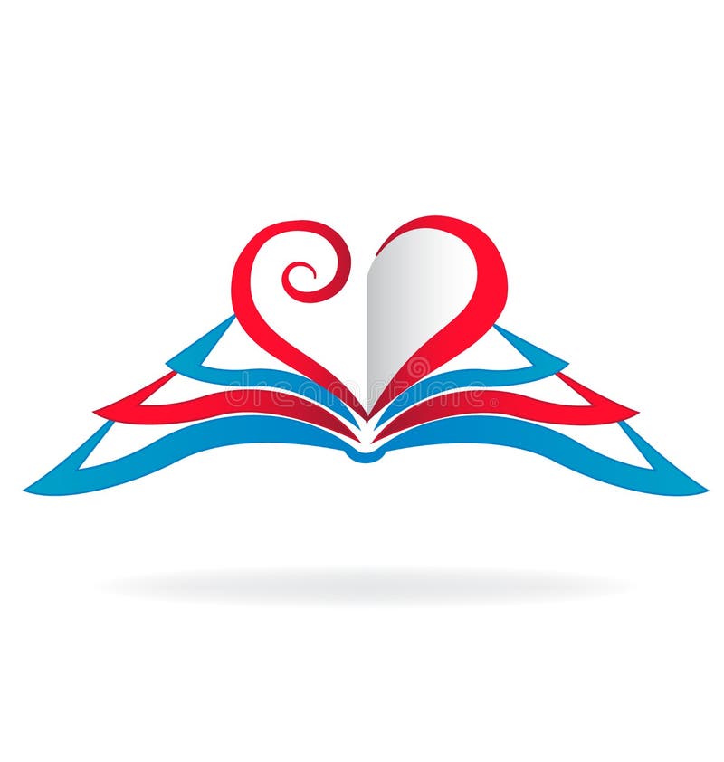 Love heart books logo stock illustration