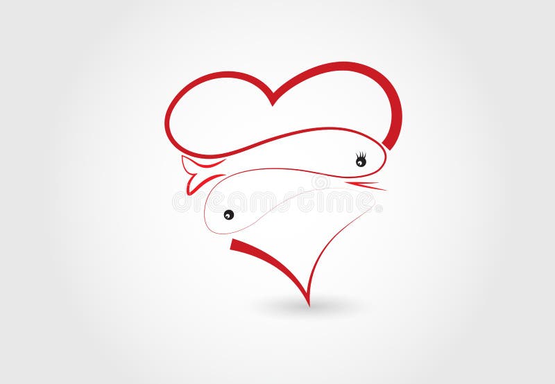 Love Heart Fishing Logo Vector Stock Vector - Illustration of fish, draw:  157800144