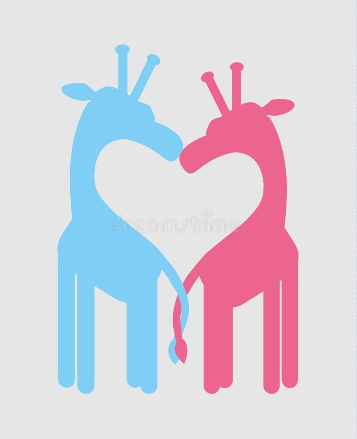 Love heart, giraffe couple