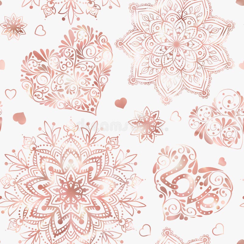 Love heart seamless pattern in rose gold colors. stock illustration Love heart seamless pattern in rose gold colors. stock illustration