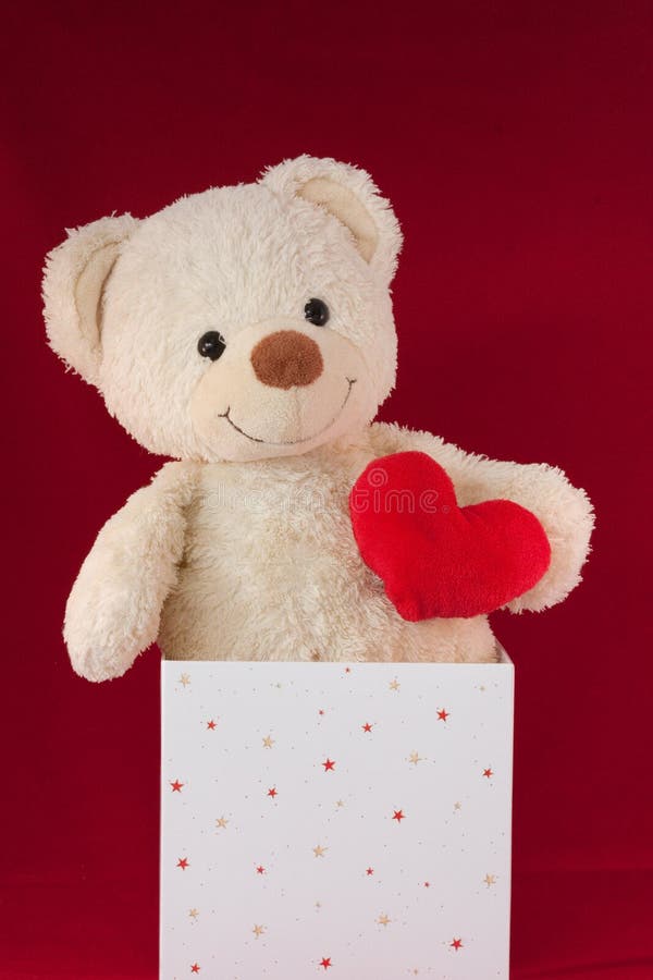Love Heart Teddy Bear In A Box Stock Photo - Image of surprise, childhood: 18094004