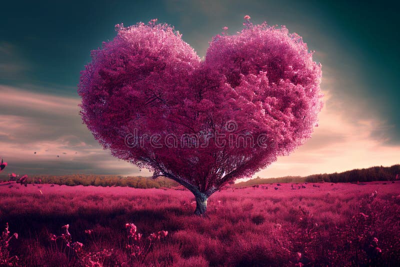 love heart tree red heart shaped tree valentine background valentines day illustration heart tree red heart shaped tree valentine 265463770