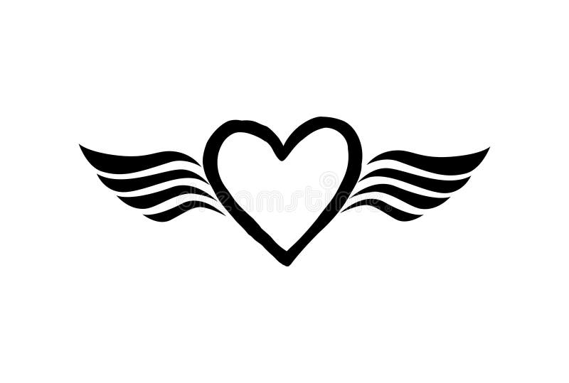 Love heart with wings. Valentine day icon. Lost love sign. Good