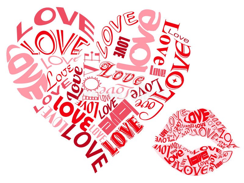 LOVE/Hearts and Kisses royalty free illustration