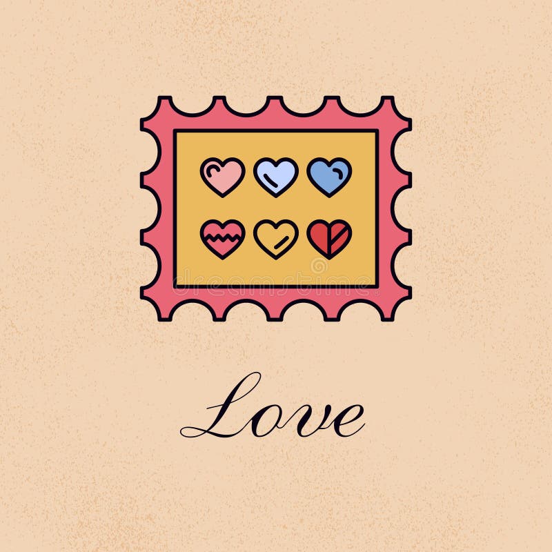 Love Hearts Postal Stamp stock vector. Illustration of heart 271363119