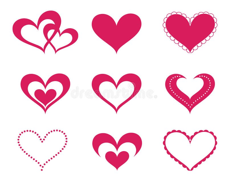Love hearts set vector illustration