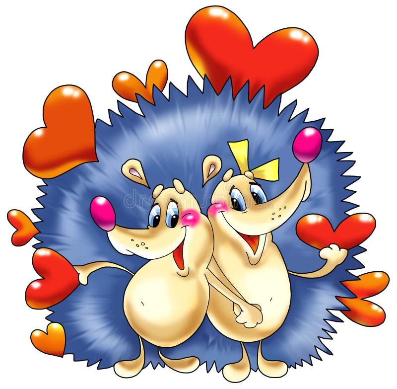 The in love hedgehogs. stock illustration. Illustration of emotion
