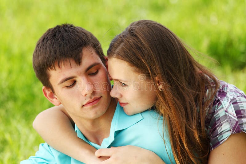 Happy Couple In A Kiss And Hug Romantic Moment Stock Image Image Of Kissing Embracing 12526955