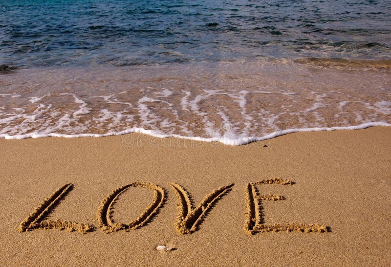 Love - the inscription on the sand near sea