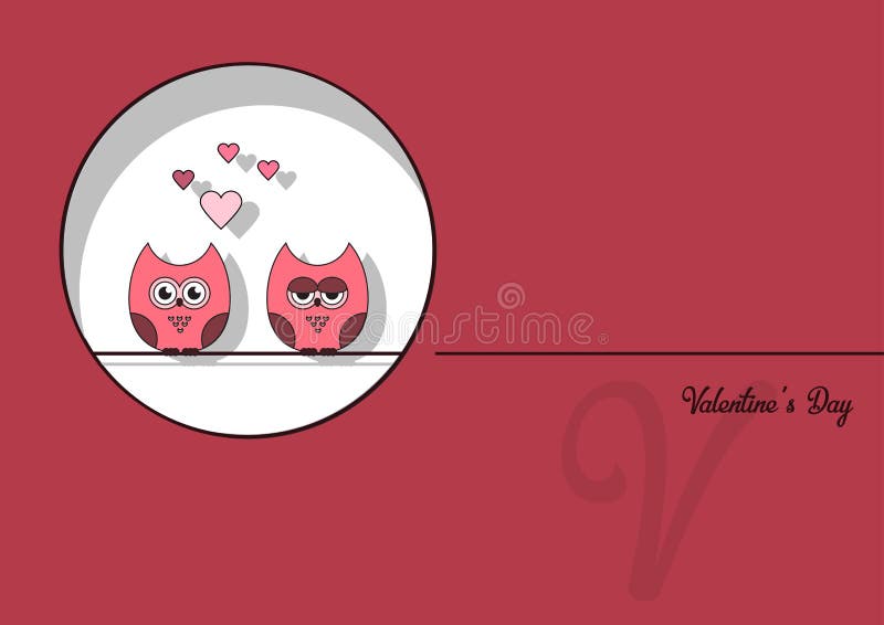 Love Invitation card Valentine`s day abstract background, paper cut mini heart, cut pink owls, loving owls . Vector