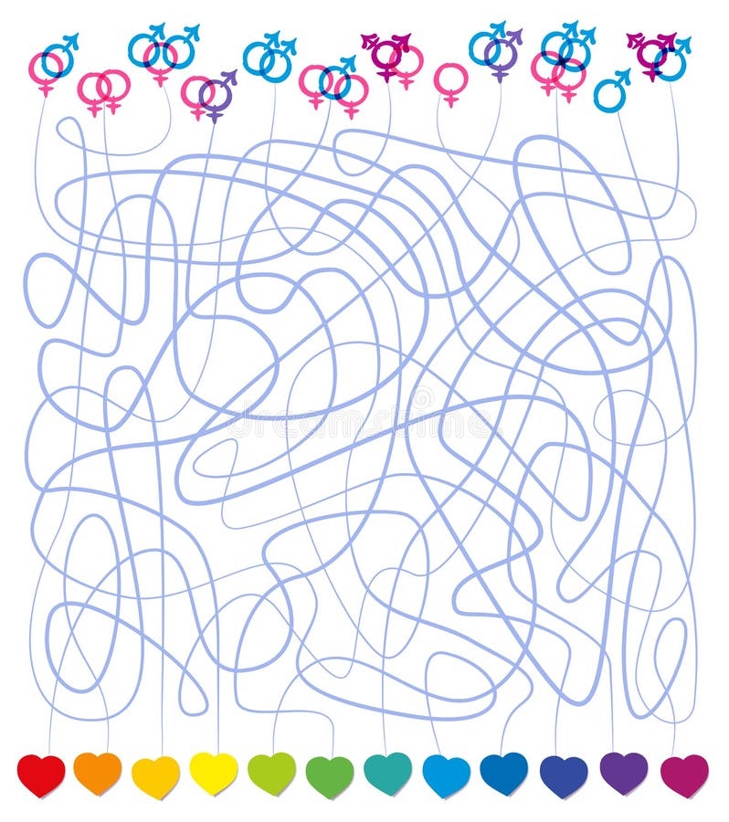 Love Labyrinth LGBT Symbols Gay Lesbian Hetero vector illustration Love Labyrinth LGBT Symbols Gay Lesbian Hetero vector illustration