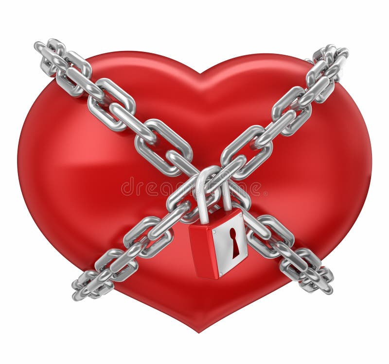 Love Locked Heart Shape With Chains Stock Illustration Illustration