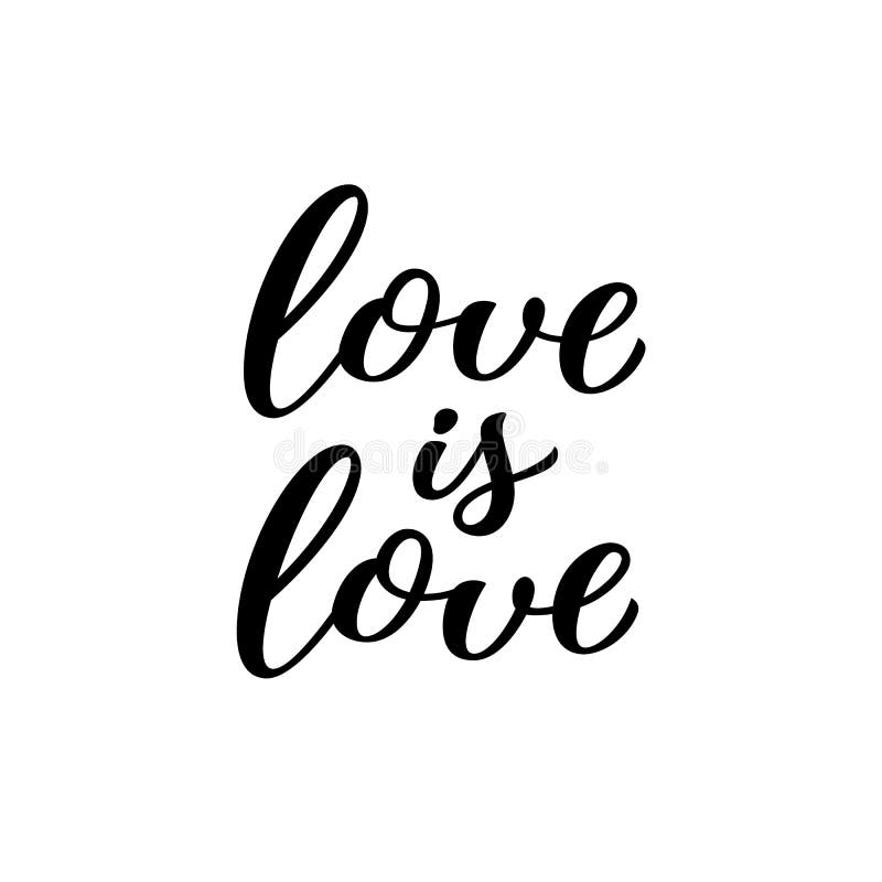 Love is Love Lettering on Watercolor Rainbow Spectrum Heart Shape ...