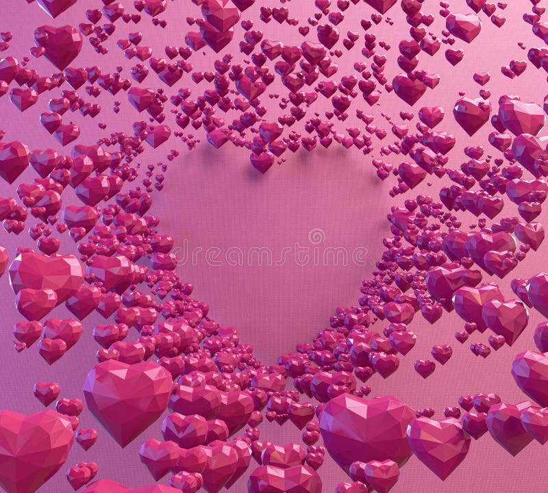 Love Low Poly Hearts vector illustration