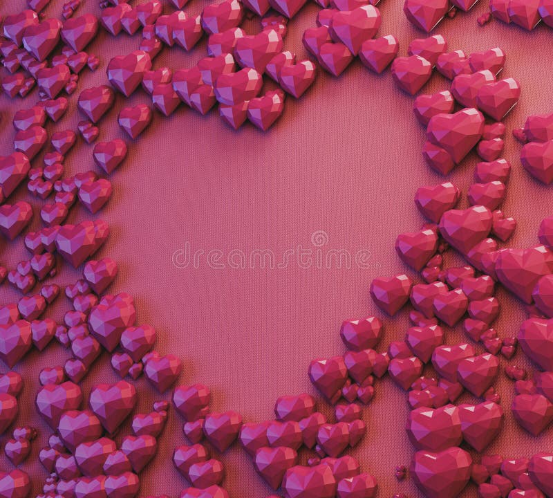 Love Low Poly Hearts vector illustration