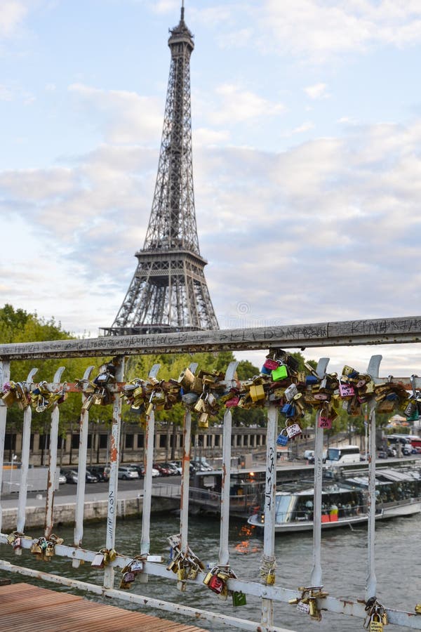Love Padlocks Hanging On A Bridge In Paris France Stock Photo - Image