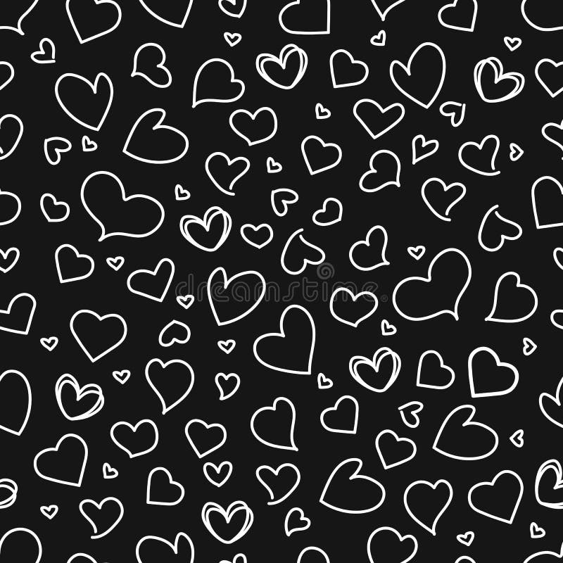 Love pattern with hand drawn doodle hearts vector illustration
