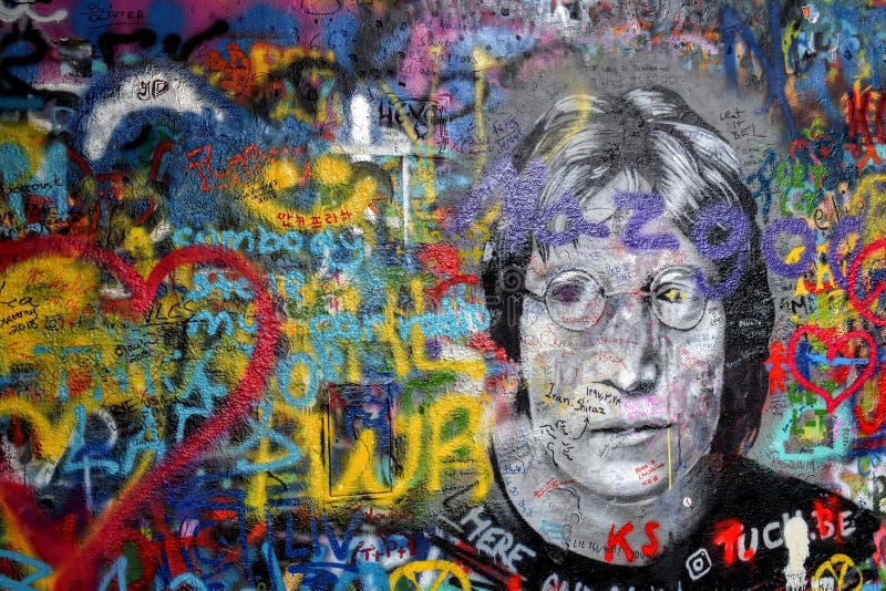 Love and peace with John Lennon stock photo Love and peace with John Lennon stock photo
