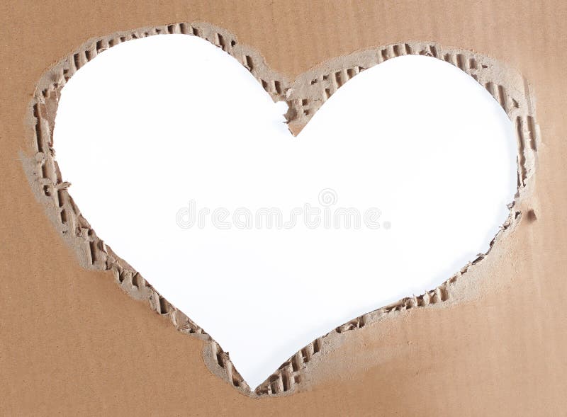 Love photo frame of torn cardboard