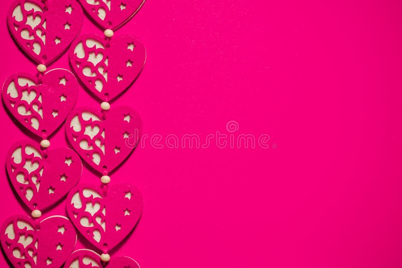 Love Romance Valentines Day Concept Toned Felt Fabric Hearts Design On Contrasting Hot Pink Background Ample Copy Space Stock Photo Image Of Card Backgrounds 187357798