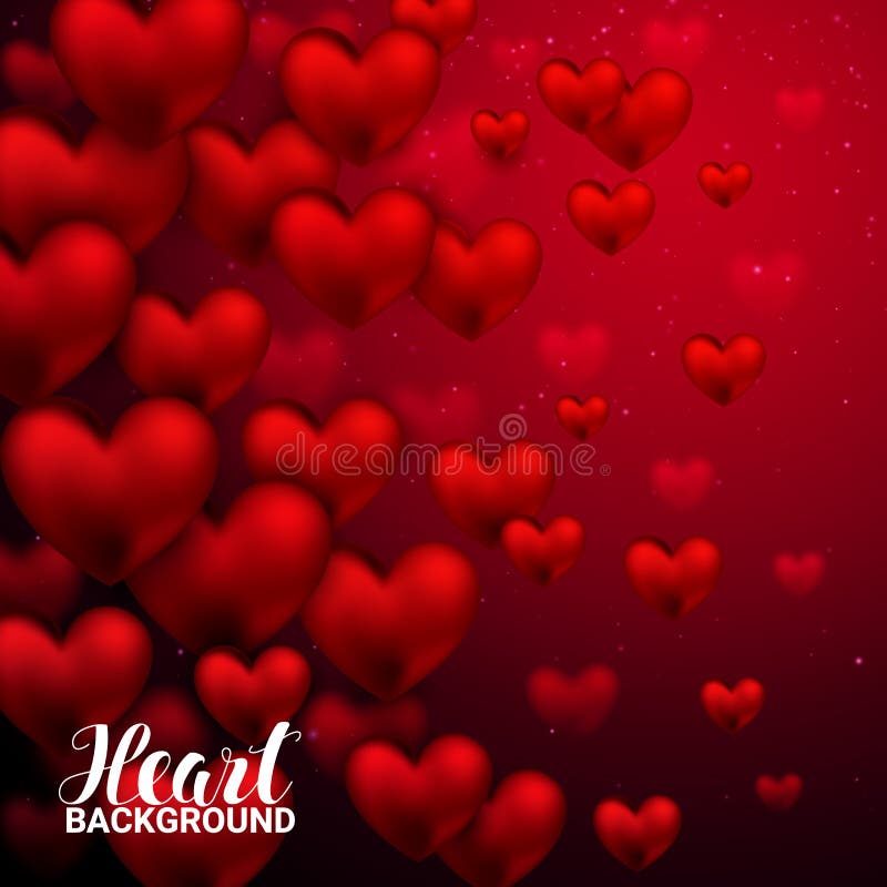 Red Love Romantic Hearts on Abstract Love Background. Stock Illustration -  Illustration of invitation, decorative: 84900002