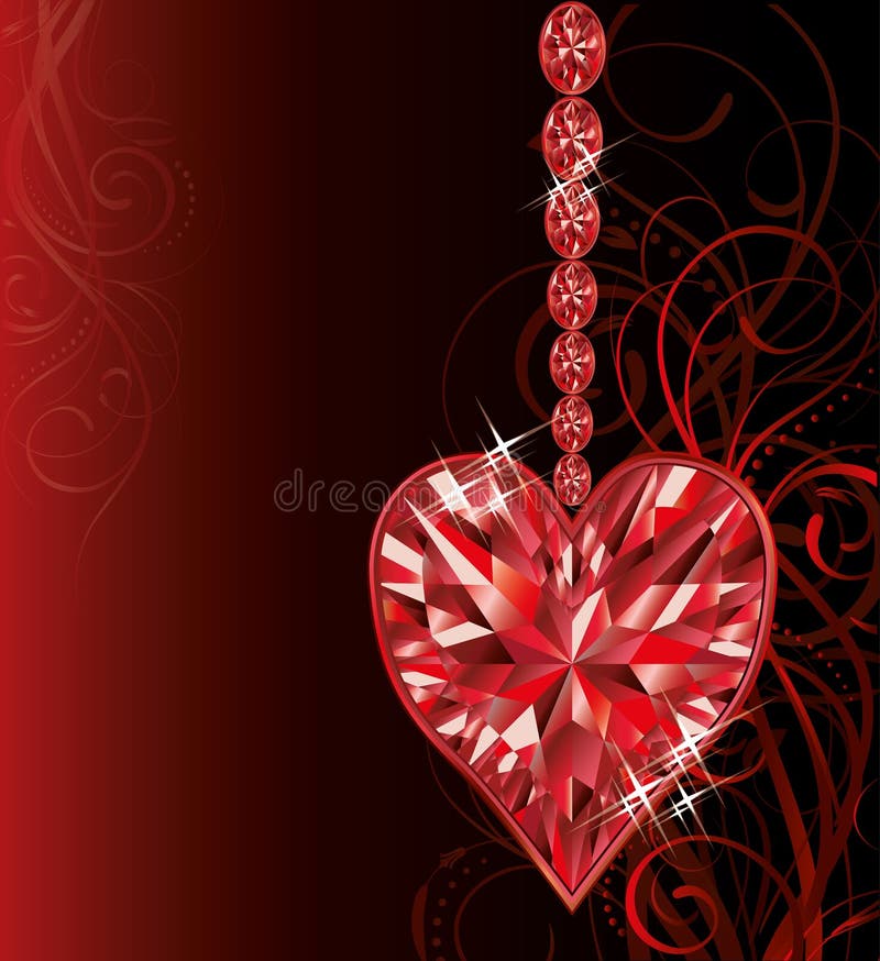 Love Ruby Heart, Wedding Valentines Day Card Stock Vector - Illustration of  jewelry, passion: 48756761
