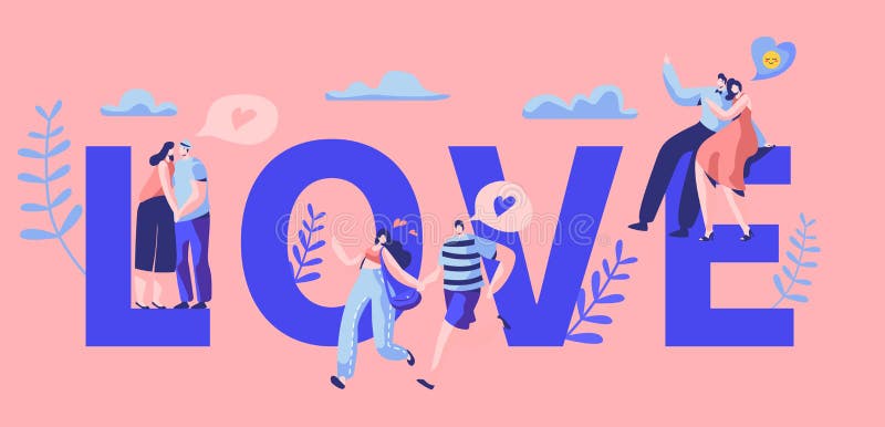 Love Story Couple Character Motivation Typography Banner. Happy Lover Hug, Kiss on Bench. Woman Man Romantic Flirt stock illustration Love Story Couple Character Motivation Typography Banner. Happy Lover Hug, Kiss on Bench. Woman Man Romantic Flirt stock illustration