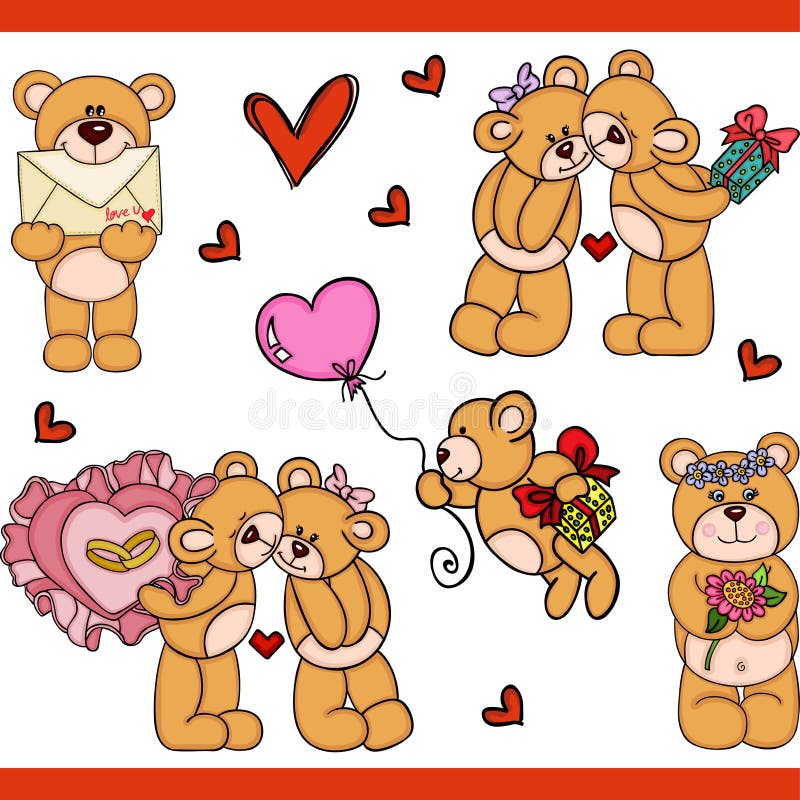 I Love You and Me Teddy Bears Vector Stock Vector - Illustration of ...