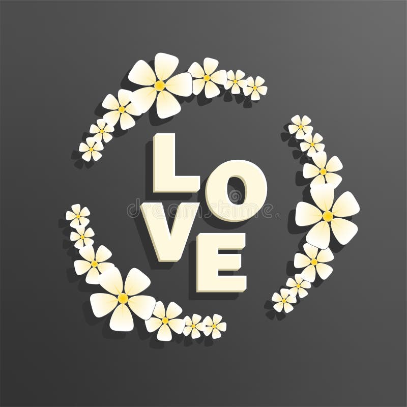 Love text with flowers frame