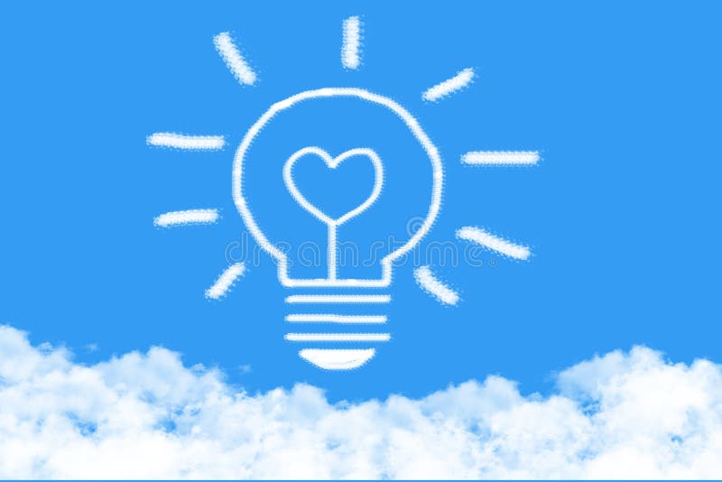 Love think bulb cloud shaped on blue sky stock illustration