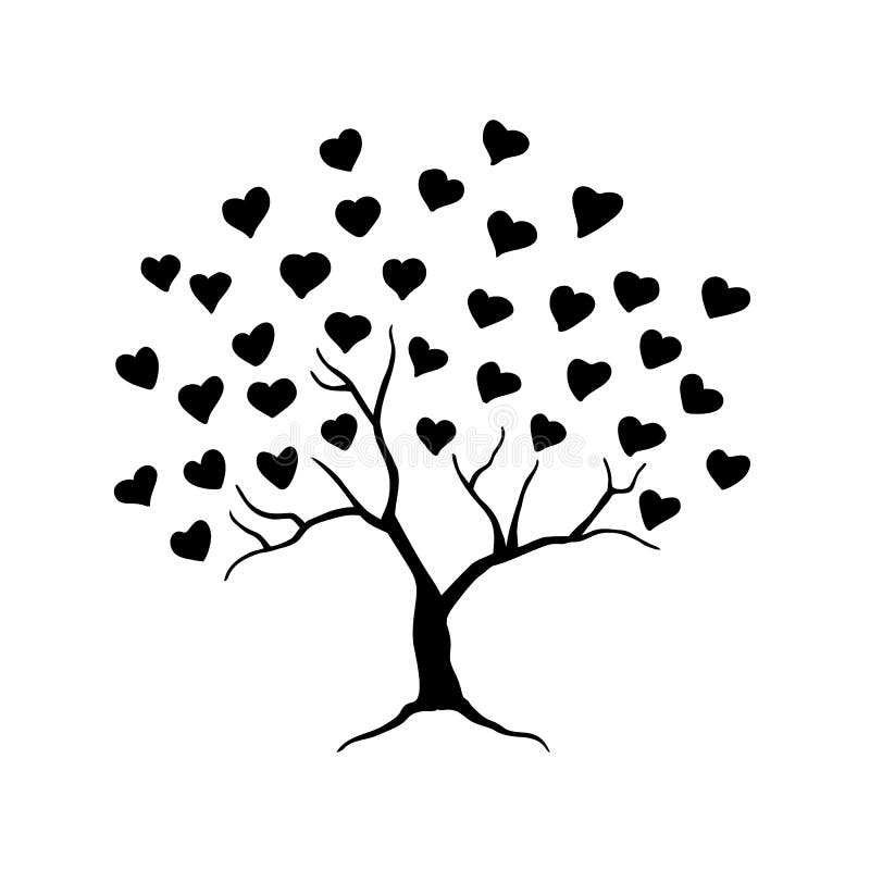 Love tree with leaves from hearts. Abstract tree for wedding or valentine design. Vector illustration.