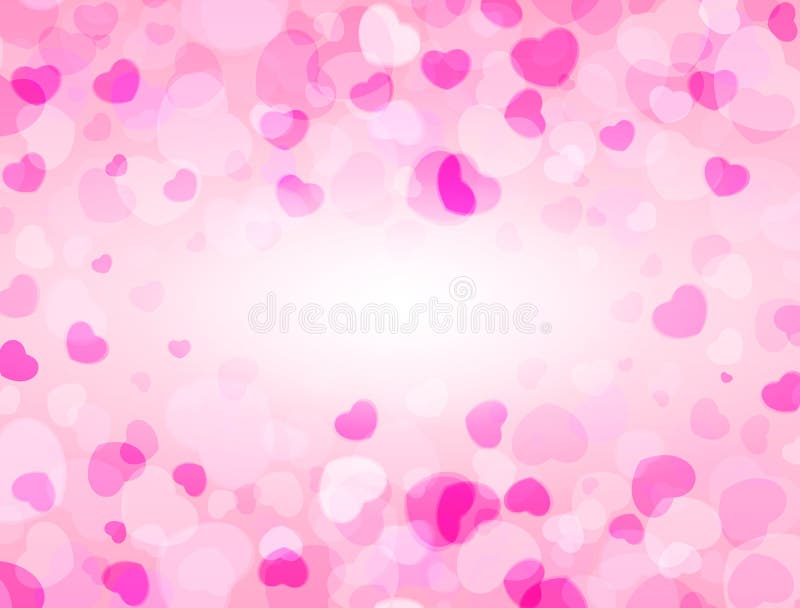 Love and Valentine`s Day background with pink hearts and space for text. Love frame. Vector background