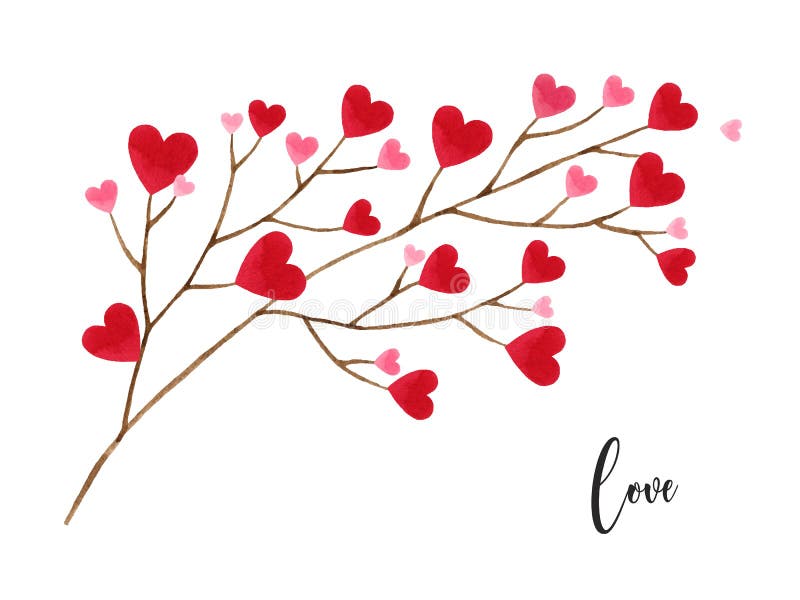 Love Valentine`s day watercolor vector illustration.