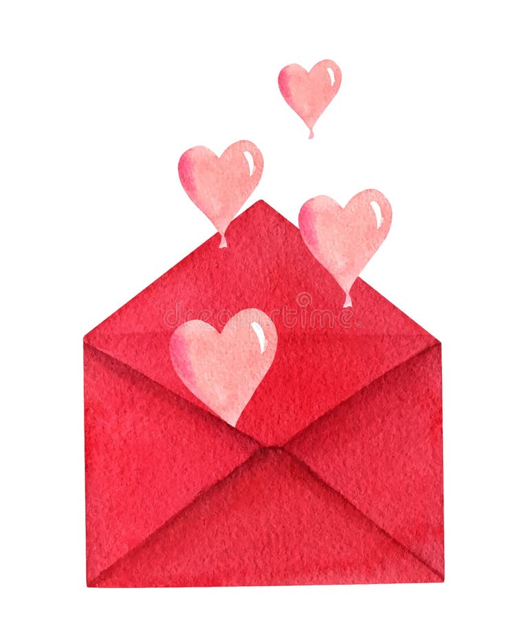 Love Valentine`s day watercolor vector illustration.