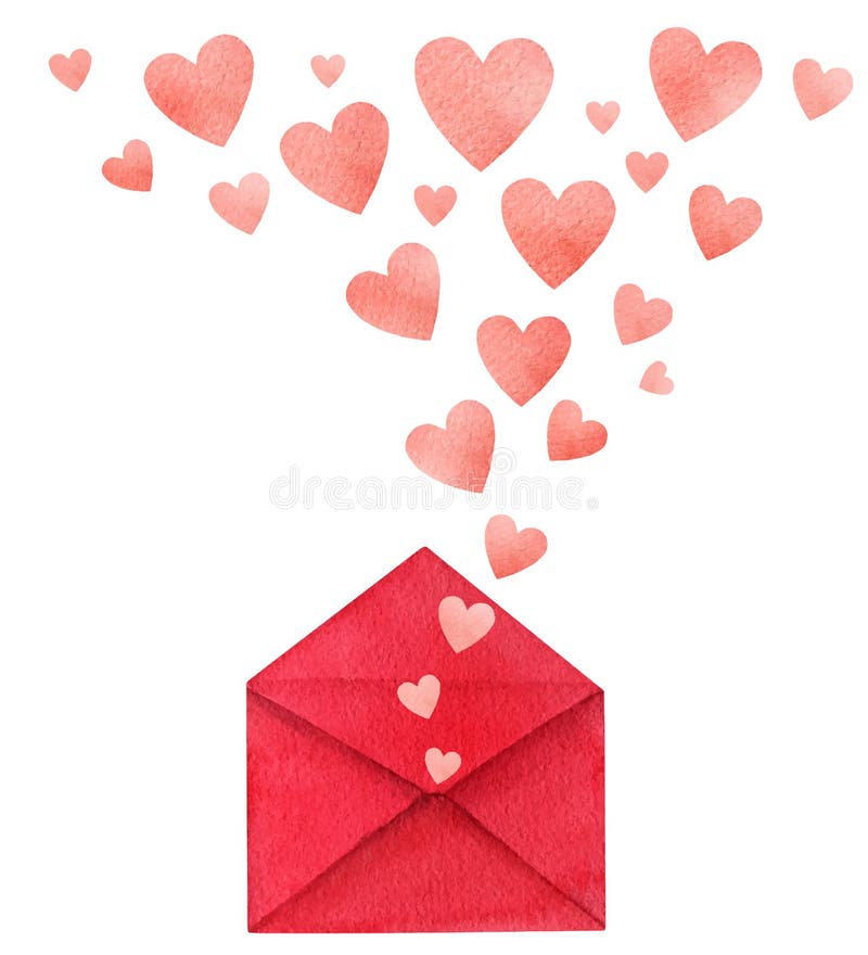 Love Valentine`s day watercolor vector illustration.