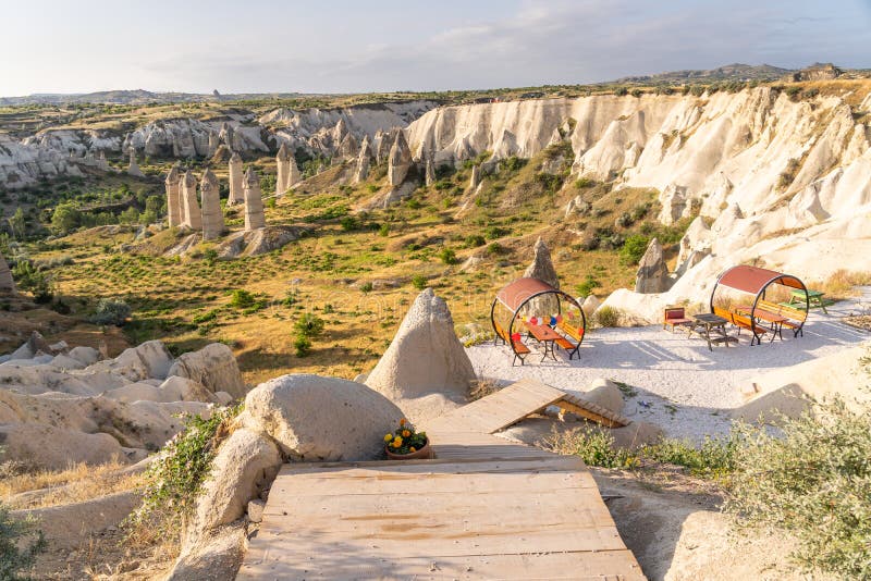 Love valley in summer season, Goreme town in Cappadocia, central Anatolia, Turkey