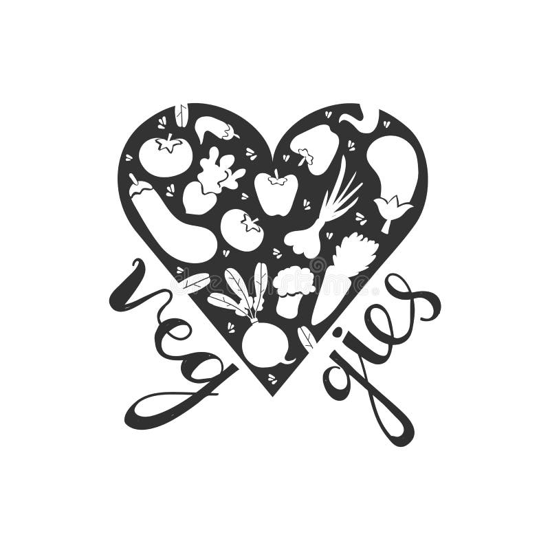 veggies clipart black and white hearts