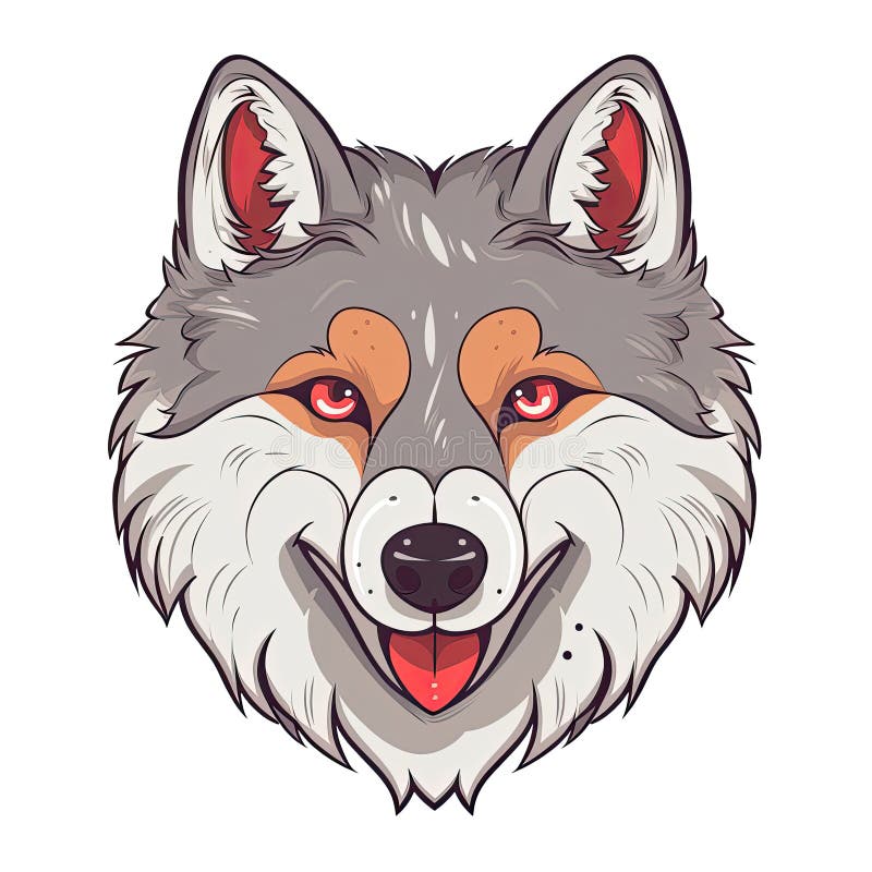 Cartoon wolf face clipart. Free download transparent .PNG