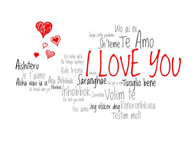 Vetor de Valentines Day card with words I love you in Russian. Ya tebya  lyublyu love card. do Stock