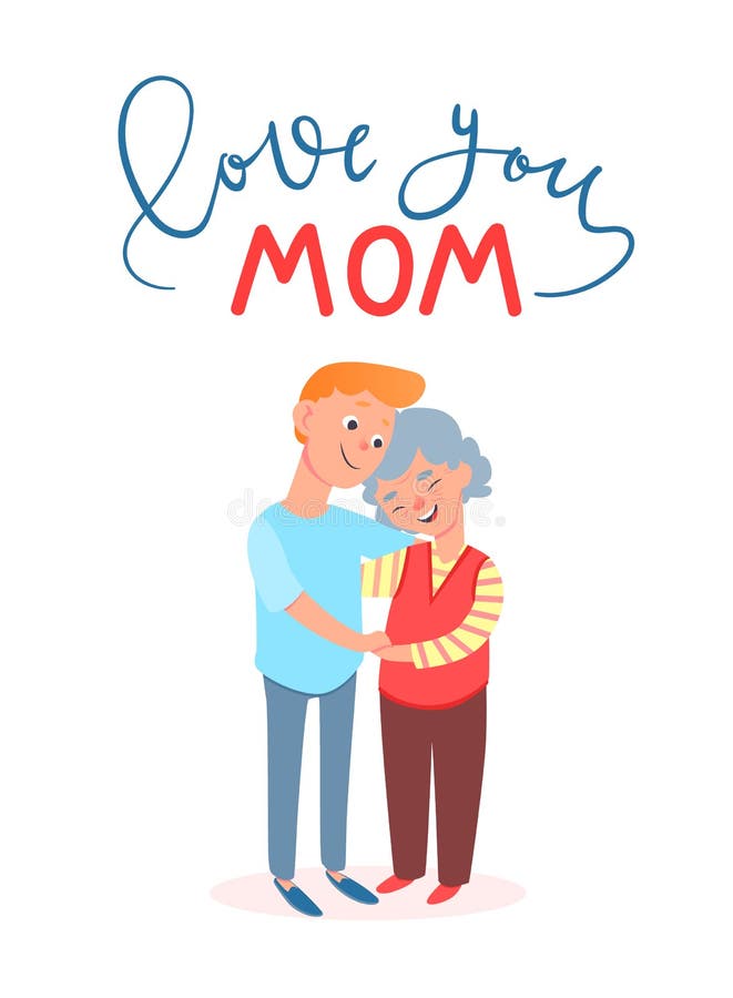 Love you mom card template stock vector. Illustration of adult - 190047440