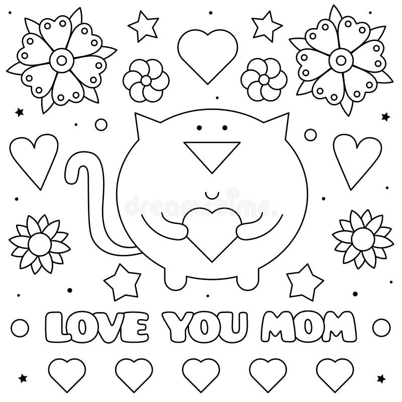 Cat Love Coloring Page Stock Illustrations 807 Cat Love Coloring Page