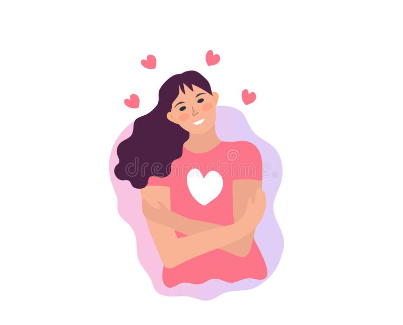 Love Yourself, Girl Hugs Herself. Narcissistic, Self-confident People,  Increase Self-esteem. Health, Care, Body Positive Stock Vector -  Illustration of confidence, behavior: 166509410