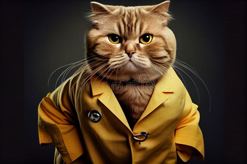 Lovelace cat in a silk jacket illustration Generative AI stock illustration