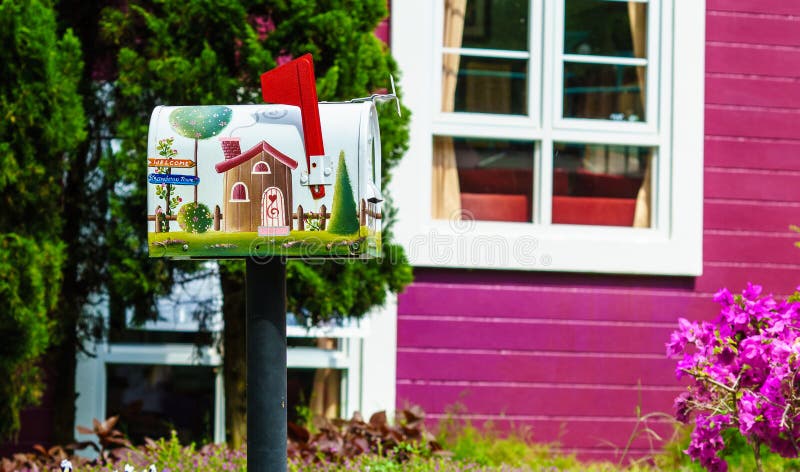 Lovely Artistic Colorful Painted Mailbox stock photos